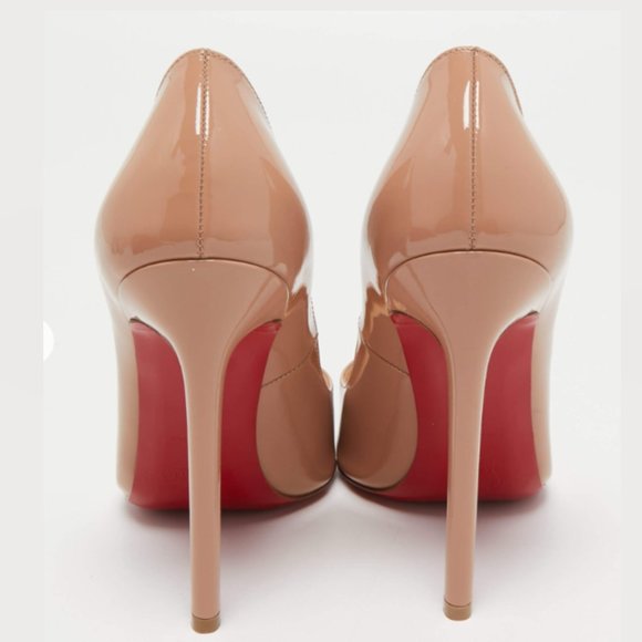 Christian Louboutin Pigalle Pumps Patent Leather Stiletto Heels Sz 38 in Nude - Picture 3 of 15